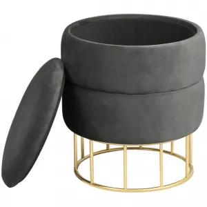 Ak furniture Taburet ELZA samet šedý