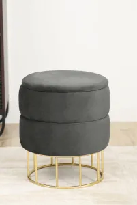Ak furniture Taburet ELZA samet šedý