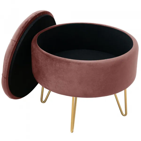 Ak furniture Taburet ROCA samet růžový