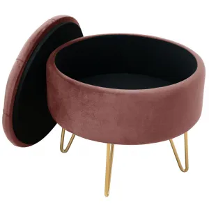 Ak furniture Taburet ROCA samet růžový