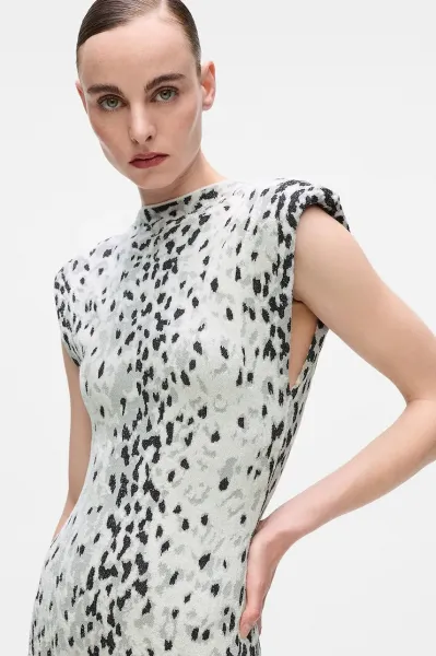 Šaty Karl Lagerfeld Snow Leo Jacquard Knit Dress Aop Karl Snow Leopard