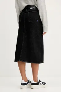 Rifľová sukňa Karl Lagerfeld Jeans čierna farba, midi, rovný strih, A4W12002