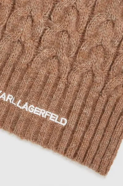 Šál s prímesou vlny Karl Lagerfeld béžová farba, jednofarebný, A4W33029