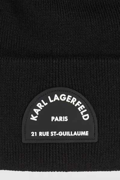 Čiapka s prímesou vlny Karl Lagerfeld čierna farba, A4W33107