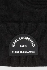 Čiapka s prímesou vlny Karl Lagerfeld čierna farba, A4W33107