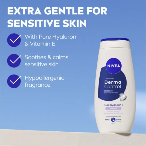 NIVEA Derma Control Restore hydratačný sprchový gél s kyselinou hyalurónovou 250 ml