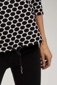 Marisse Blouse With A Geometric Pattern, White And Navy Blue