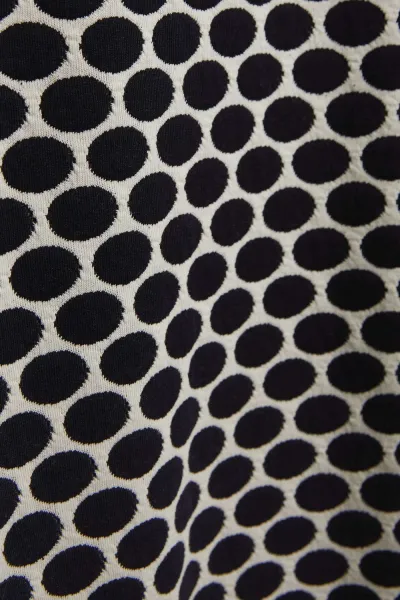 Marisse Blouse With A Geometric Pattern, White And Navy Blue