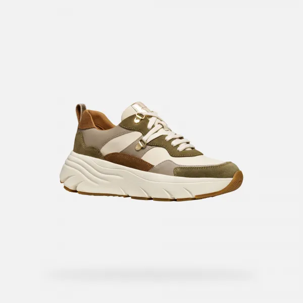 Khaki women's sneakers Geox Diamanta - Women's