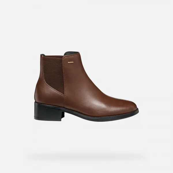 Brown women's ankle boots Geox Camexia NP ABX - Women's
