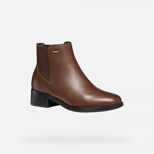 Brown women's ankle boots Geox Camexia NP ABX - Women's