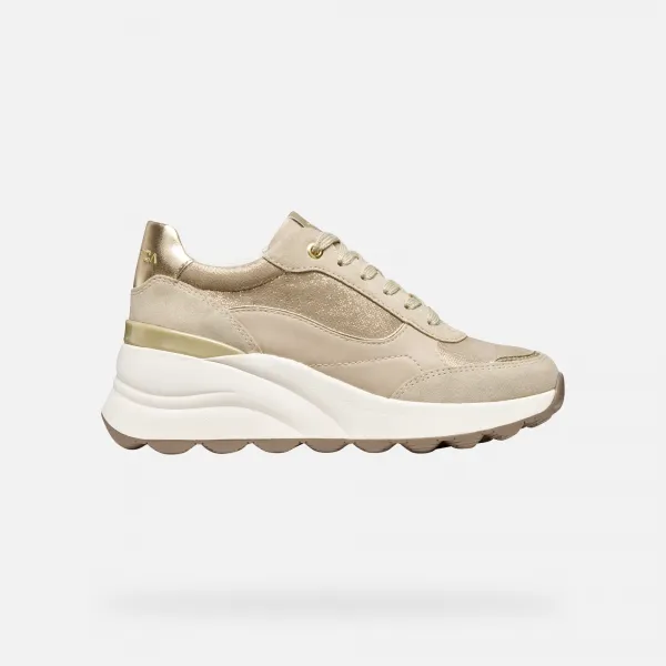 Cream women's sneakers Geox Spherica EC13 - Women's