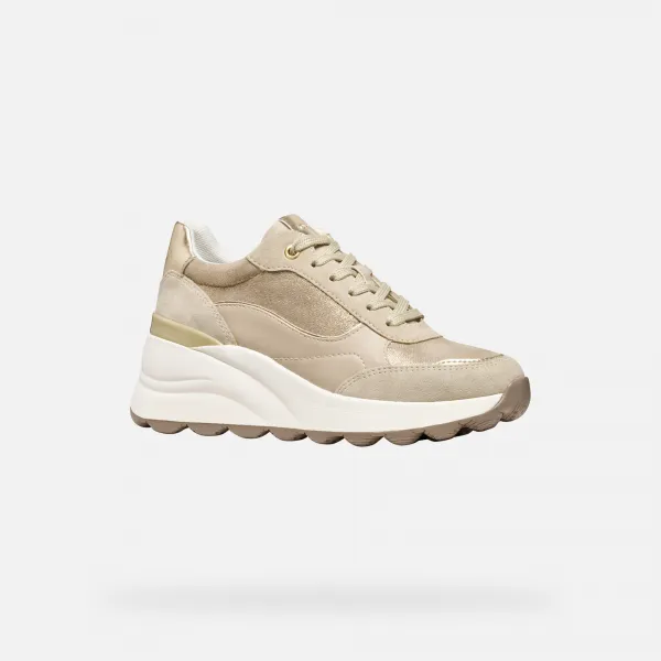 Cream women's sneakers Geox Spherica EC13 - Women's