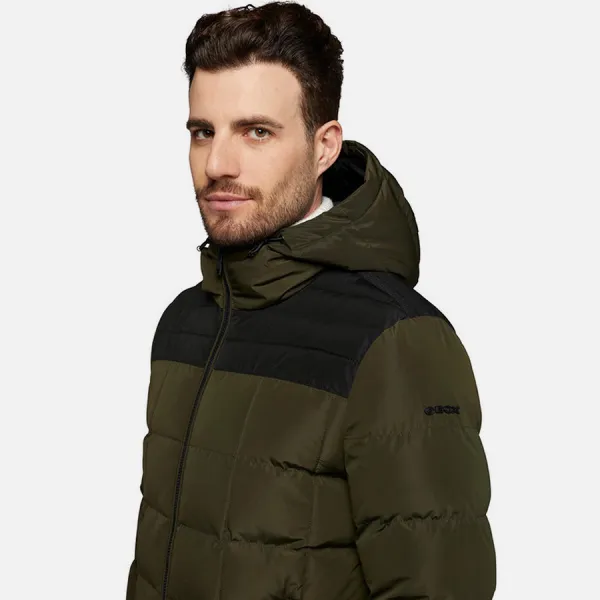 Dark green men's jacket Geox Magnete Hoojkt - Men