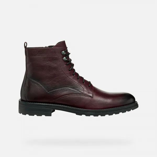Burgundy men's ankle boots Geox Redclif - Men's