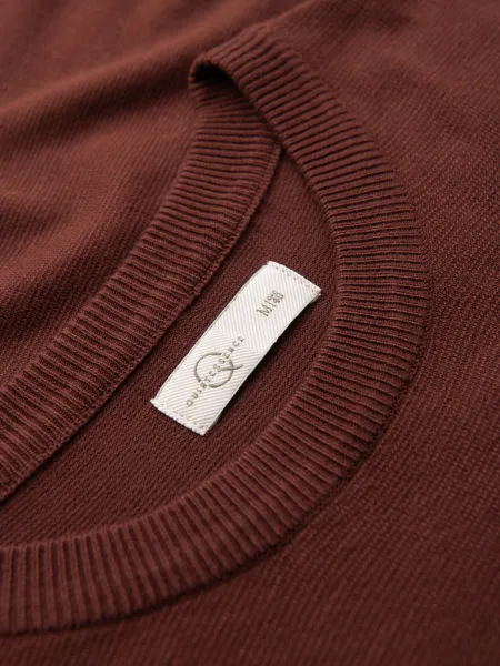 Ombre Men's sweater with round neckline in stretch knit with classic weave - maroon