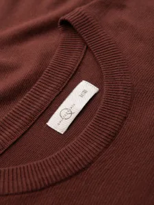 Ombre Men's sweater with round neckline in stretch knit with classic weave - maroon