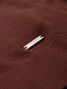 Ombre Men's sweater with round neckline in stretch knit with classic weave - maroon