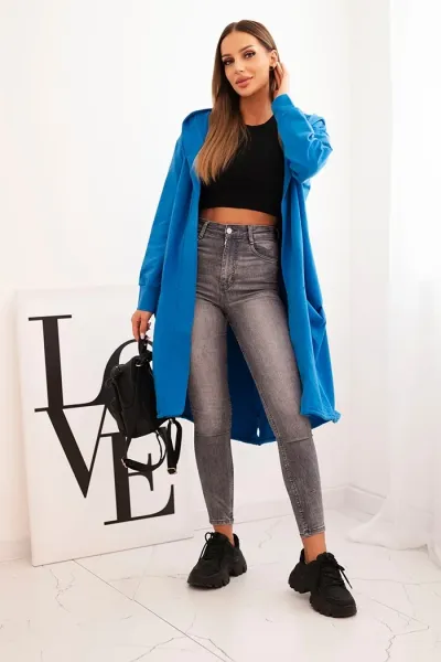 Oversize cape with hood purple-blue