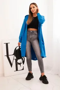 Oversize cape with hood purple-blue