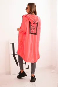 Oversize pink neon cape with hood