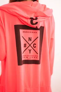 Oversize pink neon cape with hood