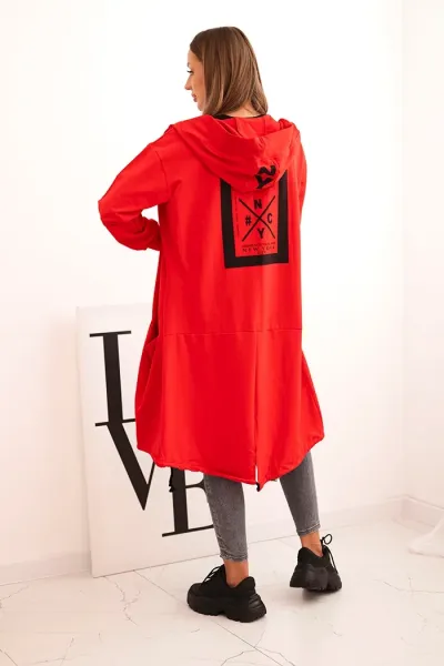 Oversize red cape with hood