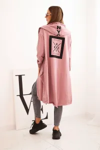 Oversize dark pink cape with hood