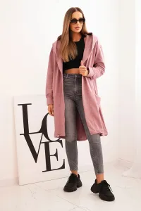 Oversize dark pink cape with hood