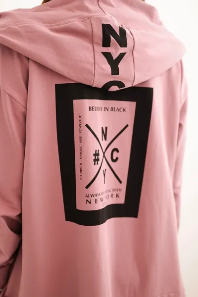 Oversize dark pink cape with hood