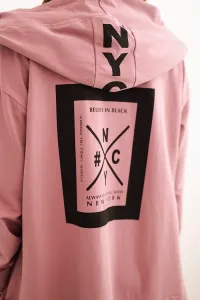 Oversize dark pink cape with hood