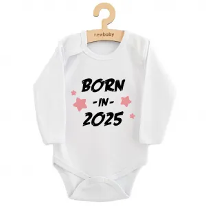Detské body s potlačou New Baby BORN IN 2025 pink 56 (0-3m)
