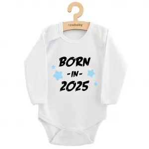 Detské body s potlačou New Baby BORN IN 2025 blue 74 (6-9m)