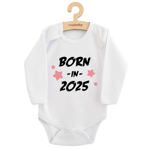 Detské body s potlačou New Baby BORN IN 2025 pink 68 (4-6m)