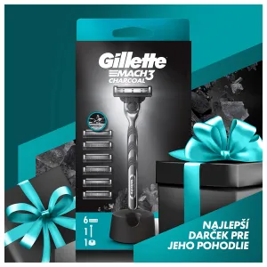 Gillette Mach3 Charcoal holiaci strojček so stojančekom + náhradné hlavice 6 ks