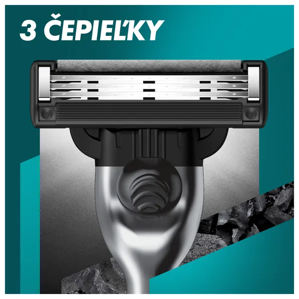 Gillette Mach3 Charcoal holiaci strojček so stojančekom + náhradné hlavice 6 ks