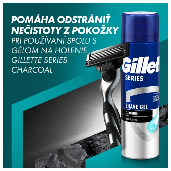 Gillette Mach3 Charcoal holiaci strojček so stojančekom + náhradné hlavice 6 ks