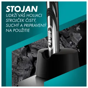 Gillette Mach3 Charcoal holiaci strojček so stojančekom + náhradné hlavice 6 ks