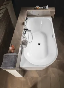 AQUALINE - TIBERA R rohová stojaca vaňa 170x80cm, biela E1015
