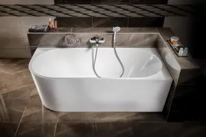 AQUALINE - TIBERA R rohová stojaca vaňa 170x80cm, biela E1015