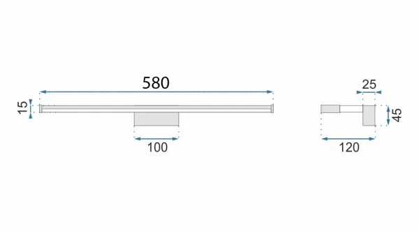 TooLight Kúpeľňové svietidlo LED 12W 60CM APP369-1W strieborné