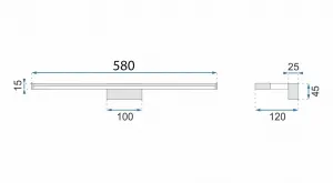 TooLight Kúpeľňové svietidlo LED 12W 60CM APP369-1W strieborné