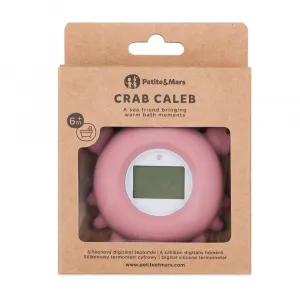 PETITE&MARS Teplomer silikónový digitálny do vody Crab Caleb Dusty Rose 0m+