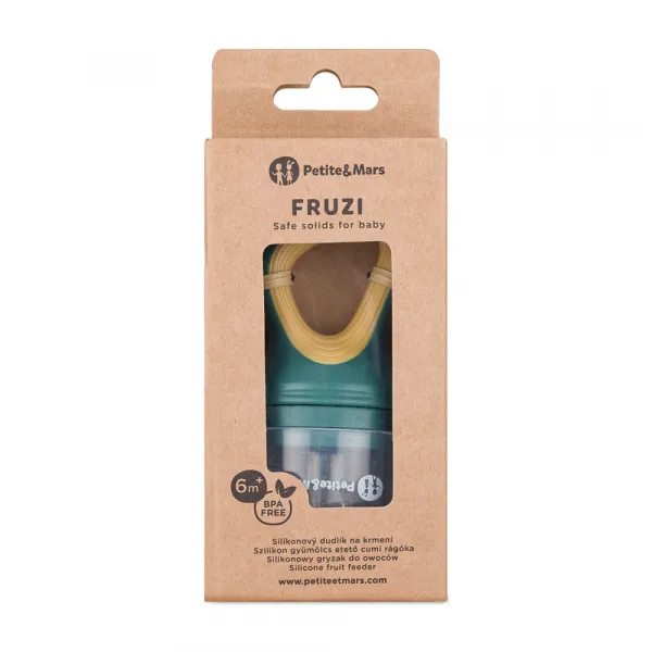 PETITE&MARS Cumlík silikónový na kŕmenie Fruzi Green&Ochre 6m+