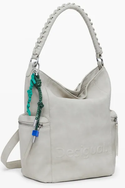 Ruksak Desigual HALF LOGO ARICA PIE dámsky, béžová farba, malý, jednofarebný, 25WAKP30