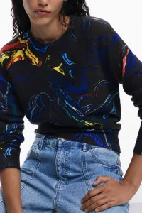 Sveter Desigual BUTTERFLY LACROIX čierna farba, ľahký, 25WWJF05