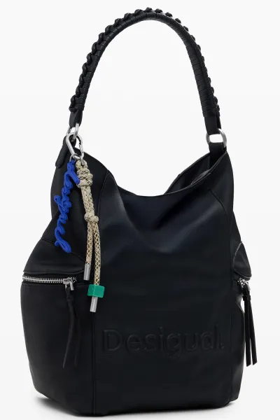 Ruksak Desigual HALF LOGO ARICA dámsky, čierna farba, malý, jednofarebný, 25WAKP07