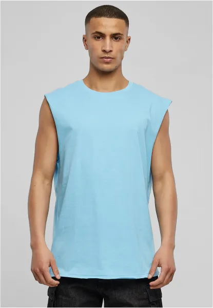 Baltic Blue Sleeveless T-shirt with Open Edge