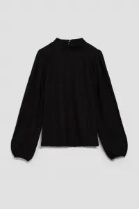 Marisse Black Turtleneck Blouse With Puffed Sleeves
