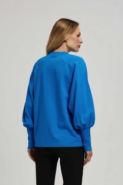 Marisse Azure Blouse With Puffed Sleeves